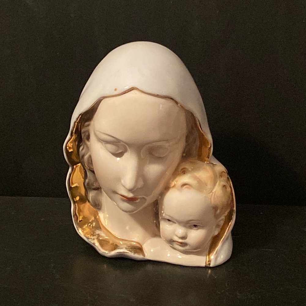 VTG Italian High Gloss Porcelain Statue Madonna & Child